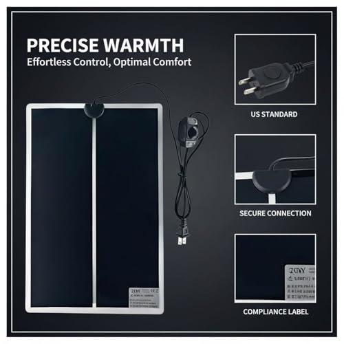 2 Pcs Reptile Heating Mats, 16.5 x 11.0 in, 20W Pet Heat Pad with Adjustable Temperature, Insulated Shell, Gentle Infrared Warmer for Snakes, Lizards, Turtles, Amphibians, 110-120V US Pins