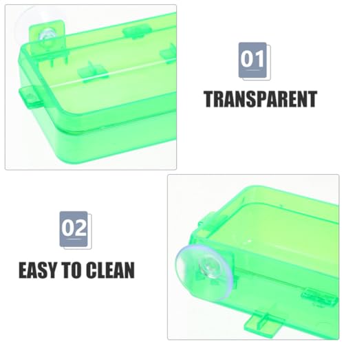 Cabilock Reptile Food Dish and Water Bowl with Suction Cup, Large Green Plastic Feeder for Bearded Dragon, Chameleon, Gecko, Suitable for Feeding Insects and Hydration in Terrariums