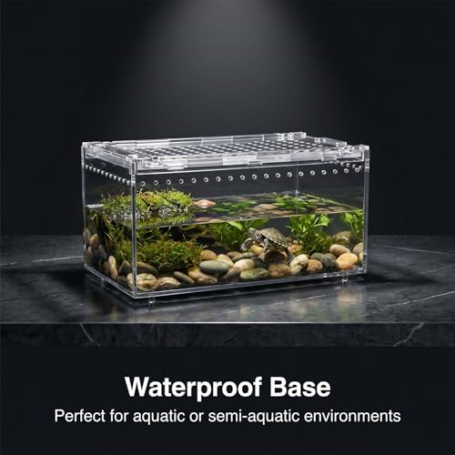 2-Pack Acrylic Terrarium, Large Tarantula Enclosure with Magnetic Lid, Escape-Proof Spider Cage, Hermit Crab Tank, Reptile Habitat for Geckos, Frogs, Isopods