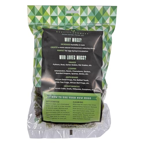 The Habitat Life - Natural Mood Moss - for Reptiles, Amphibians & Invertebrates Terrariums - Moisture-Retaining - Humidity Control - Soft Bedding - Dye-Free & Safe - Small - 1 Pack - size: Small, style: Mood Moss