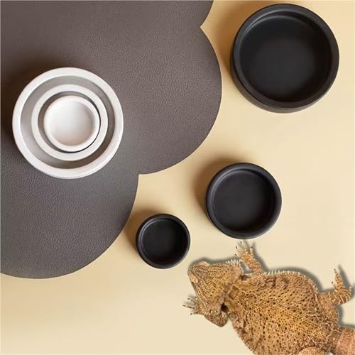 Ceramic Reptile Feeding Bowl Anti-Escape Worm Dish Lizard Gecko Bearded Dragon Food Water Bowl Terrarium Habitat Decor - size: Small
