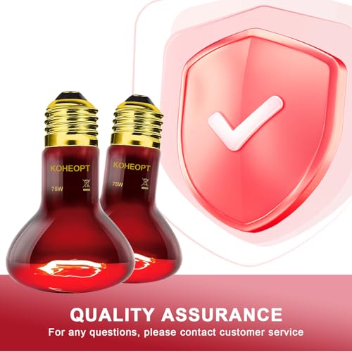 75W Reptile Heat Lamp Bulb, Infrared Heat Emitter Red Heat Lamp for Reptile Amphibian, Infrared Basking Spot Light Bulb,Red Heat Lamp for Chickens、Lizards、Snakes、Turtles 2-Pack