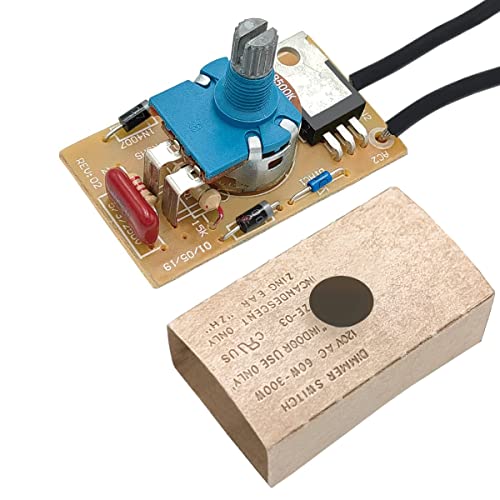 Zing Ear ZE-03 Dimmer Switch Combo Kit Rotary 120VAC 240VAC 300W MAX Repair Tools Replacement Full Range Inline Table Lamps Floor Lights Dimmable LED Paper Outer Shell Brass Easy to Install - size: Paper shell