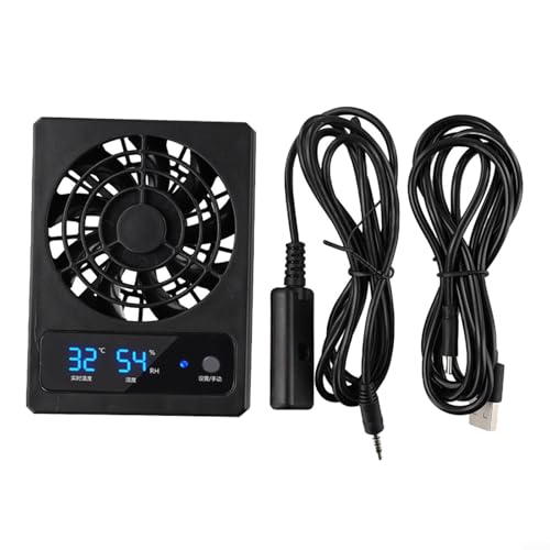 Reptile Enclosure Ventilation Fan, Automatic Humidity Control & Quiet Air-Circulation For Rainforest Terrarium, Smart Cooling System With Display(for celsius) - color: Celsius