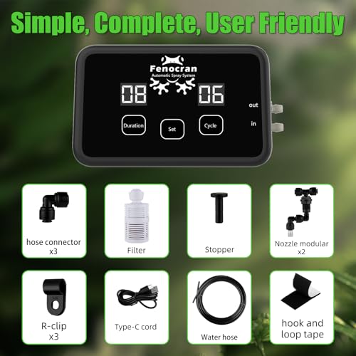 Fenocran Automatic Reptile Mister System, Reptile Humidifiers Smart Misting System, Chameleon Mister Automatic