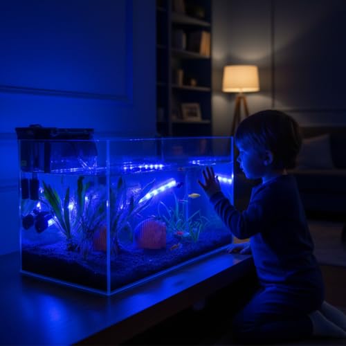 FEDOUR 7in Submersible Aquarium LED Light, 24/7 Mode Aquarium Lights with Full Spectrum RGBW LEDs, IP68 Waterproof Fish Tank Light with Dimming, Timming and Color Adjustable - style: 7inch