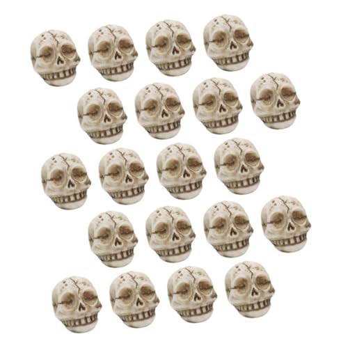 Luxshiny 20pcs Resin Mini Skull Figurines Halloween Lawn Decorations for Garden, Aquarium, Terrarium, Outdoor Yard Decor Smiling Skeleton Heads