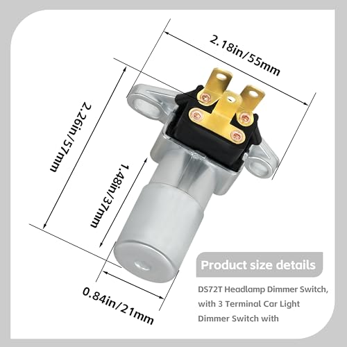 DS72T Headlight Dimmer Switch, DS-72 Replacement for The Most Car Light Dimmer, 1 Pcs