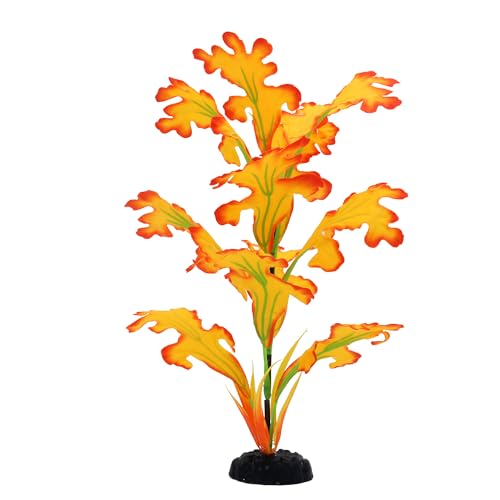 2-Pack 12 Inch Aquarium Silk Aquarium Plants, Artificial Plastic Plant | For Small Tank, Goldfish, Fish Hides (Yellow, 12 Inch) - color: Yellow