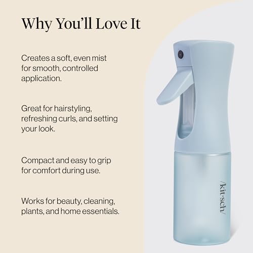 Kitsch Continuous Spray Bottle for Hair – Fine Mist Water Mister & Water Spray Bottle – Recycled Hair Spray Bottle – Spray Bottles for Cleaning, Styling, Plants & More – Haze Blue, 150ml - color: Haze Blue