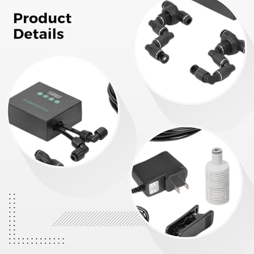 Reptile Misting System with US Plug, Programmable Automatic Mister Humidifier, 360° Adjustable Dual Nozzles, Smart Timer, Self-Priming Spray Kit for Terrariums