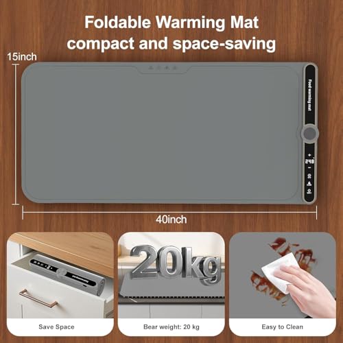 Extra Large Warming Mat for Food XXL:40”X15” Electronic Food Warmers for Parties Buffet Silicone Warming Tray 6-Level Timer 9-Level Temp18H Auto-Off 8Sec Fast Heating Roll Up Portable Grey - size: Grey-XXL 15*40in