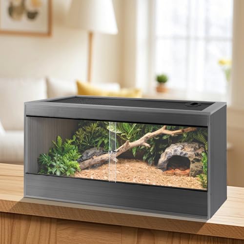 50 Gallon Reptile Enclosure, 36x18x18 Composite Wood & Plastic Eco Reptile Tank Terrarium, 36" Wide Lightweight Reptile Habitat Lounge for Ball Python Bearded Dragon Gecko Turtle - size: 36x18x18 inch