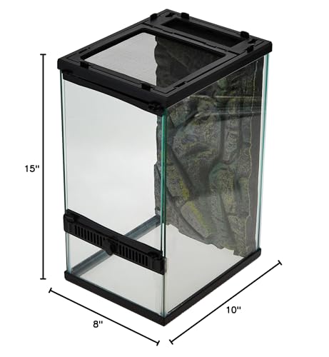 Zilla Front Opening Terrarium - 8" x 10" x 15",Black