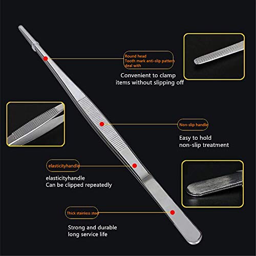 Aniso 6 Inches Stainless Steel garden tweezers | Precision Serrated, Non-slip handle For Hand-Made,succulent,Pick up an ice cube Kitchen and Dining Room - size: 6 inches