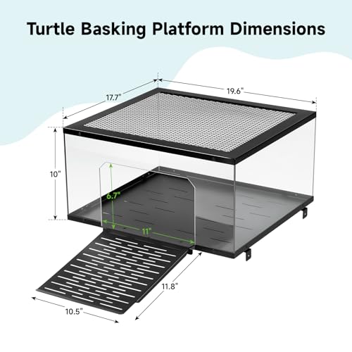 Turtle Basking Platform & Dock, Stainless Steel Ramp with Non-Slip Surface, Fits 18-20 Inches Wide Aquariums, for Aquatic Turtles, Reptiles & Amphibians,Turtle Basking Platform