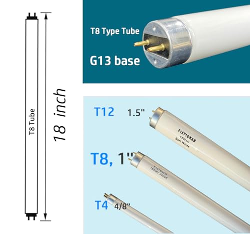 Flyercatch 18inch F15T8-D Daylight 15W Fluorescent Bulb,18'' F15T8/DL 6500K Bright White Lighting, T8 Linear Preheat Lamps, Full Spectrum for Aquarium Fish Tank, Plant Lighting