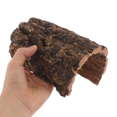 Reptile Hide Cave - Natural Cork Bark Lizard Hideout - Arched Tree Bark Tunnel for Gecko Turtle Snake Hermit Crab Climbing and Resting 6x4'' - size: 15.00X11.00X8.00CM