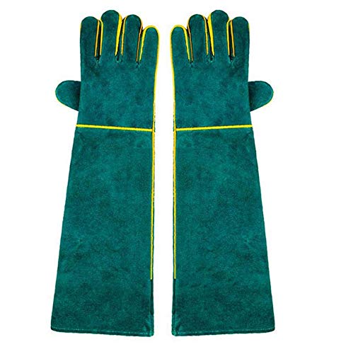Animal Handling Gloves - 60CM Durable Bite & Scratch Resistant Gloves for Bathing, Grooming, Welding, Handling Dogs, Cats, Birds, Snakes, Parrots, Lizards, Reptiles - color: Green, 60 Cm