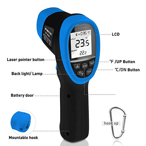 BTMETER BT-985B Laser Temp Gun Pyrometer, -58~2480β(-50~1360β) High Temperature Meter, 16:1 Distance Spot Ratio Industrial Infrared Thermometer Tester for Furnace, Smelting (NOT for Human Temp) - color: BT-985B(-58 β to 2480 β)