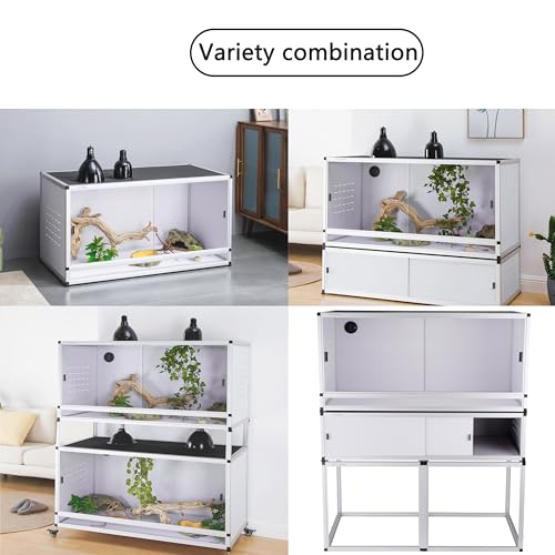 PVC Reptile Enclosure 40x16x16'' Large Reptile Terrarium Habitat Tank for Bearded Dragon Gecko Lizard Snake, 44 Gallon Wide Breeding Lounge Vivarium Area with Sliding Doors Lock - size: 40x16x16'' - 44 Gallon - 1pc