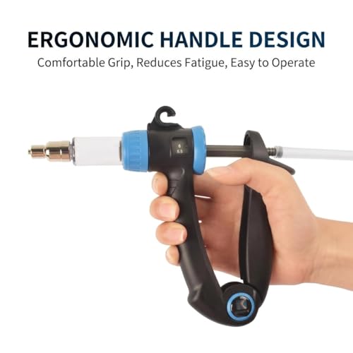 2-in-1 Veterinary Syringe & Oral Drencher Set, 0.5-10ml Adjustable Continuous Injector with Long Suction Needle & Metal Feeding Nozzle for Cattle Sheep Pig Goat Livestock Medication