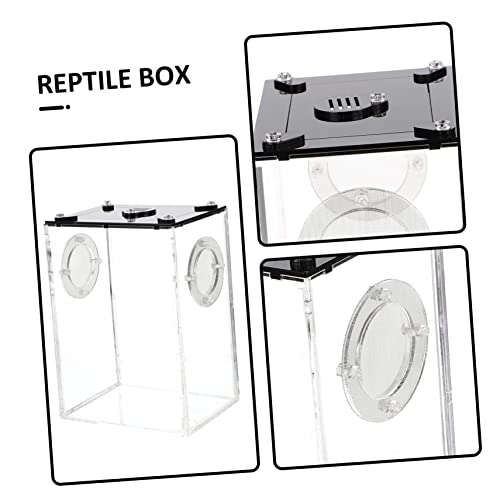 Toyvian Transparent Reptile Box Acrylic Lizard Tank Portable Breeding Container Lightweight Terrarium for Gecko Chameleon Spider Scorpion Pet Habitat with Full View and Spacious Design