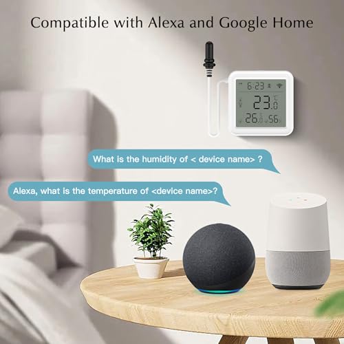 Refrigerator Thermometer, WiFi Freezer App Alert, Free Data Export Freezer Temperature Monitor for Refrigerator, Fish Tank, Pool, Aquarium Accessories, White 2.2 inch with Screen - size: 2.2*2.2in with screen