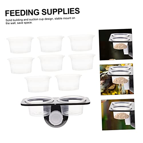 BESPORTBLE Reptile Feeder with Feeding Bowls and Suction Cup Practical Worm Container for Gecko Food and Water Easy to Clean and Durable Feeding for Lizards - size: 11.7X6.3X5.7CM