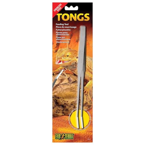Exo Terra Stainless Steel Tweezers - Ergonomic Design, Soft-Coated Tips, Safe Feeding Tool for Reptiles, Ideal for Live Insects, Durable Grip