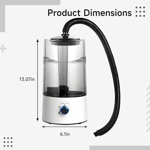 Reptile Fogger 135 fl oz, 4 L, Top-Fill Reptile Humidifier for Chameleon Lizard and Tortoise, Quiet Fog Machine with Stretchable Tube, Customizable Mist Output, Black and White