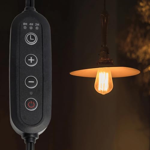 2Pack Plug-in Dimmer 110-120V Timer Switch Wire for Grow Lights Aromatherapy Diffuser 2H/4H/8H Dimmer Inline Lights Switch for Incandescent/Halogen Bulb Table or Floor Lamp
