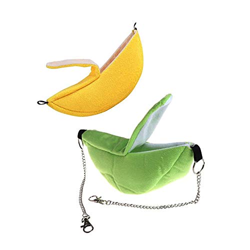 Ximimark 2 Pcs Banana Hamster Bed House Hammock Warm Squirrel Hedgehog Guinea Pig Bed House