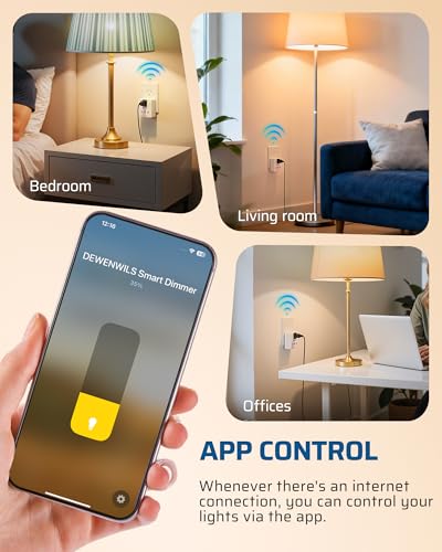 DEWENWILS Matter Plug in Dimmer Switch for Lamp, Works with Alexa, Compatible with Google Home & SmartThings APP Voice Wireless Dimmer Button Control, Dimmable LED/Tungsten Bulbs, 2.4G Wi-Fi, White - style: Matter+APP Remote Control