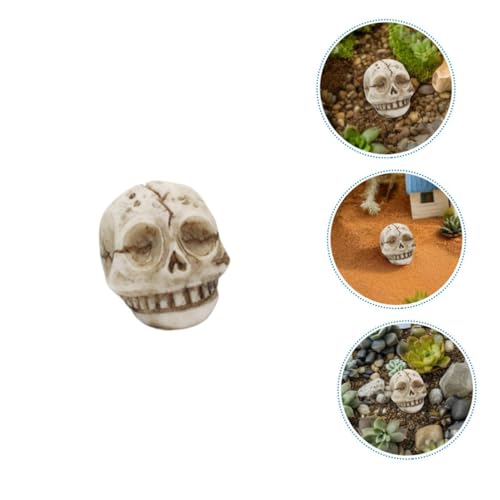 Ciieeo 20pcs Resin Skull Figurines for Garden and Fish Aquarium Decor, Outdoor Halloween Lawn Decorations, Miniature Skull Heads for Terrarium and Planter Accessories