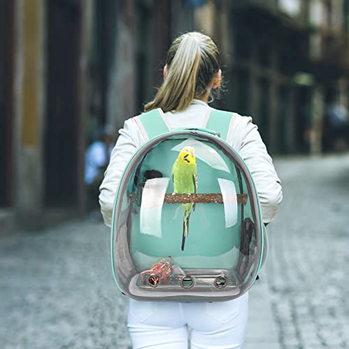 Bird Backpack, Bird Carrier Travel Cage with Perch, Portable Wildbird Carrier Bag, Parrot Parakeet Cockatiel Cage with Food Bowl & Stainless Steel Tray for Conures Budgie Canary Lovebirds Small Animal