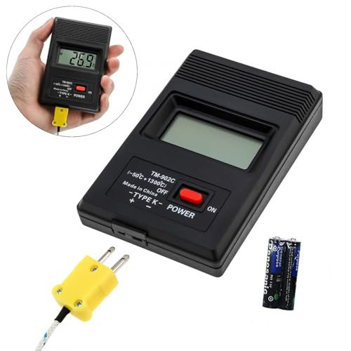 K-Type Digital Thermometer with Thermocouple Probe Wire, -50°C to 1300°C Measurement Range, LCD Backlight LCD Thermometer