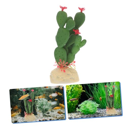 Artificial Plastic Cactus Aquarium Adornment Injection Molded Fish Tank Decor Vivid Simulation Plant for Reptile Habitat and Micro Landscape