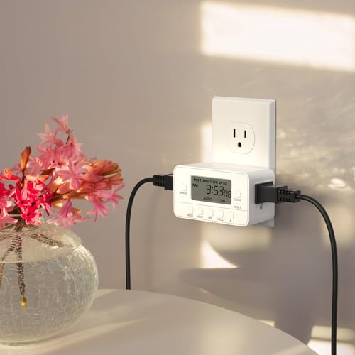 BN-LINK 7-Day Heavy Duty Digital Timer with Dual Outlet, LCD Display, 3-Prong Programmable Design, for Lights, Fans, Coffee Machine, Home, Kitchen, Office, Indoor Use, 125V 15A 1875W, 1 Pack - color: 7 Day,2 Outlet, 1-pack