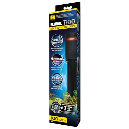 Fluval T100 Fully Electronic Heater for Freshwater Aquariums up to 30 Gal. - size: T100