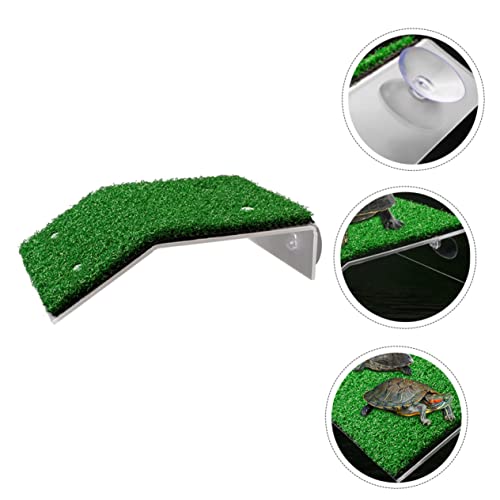 1pc Tortoise Climbing Ladder Basking Platform Simulated Grass for Aquarium Decor Turtle Resting Terrace and Ramp for Reptiles Easy to Clean and Pet Accessory