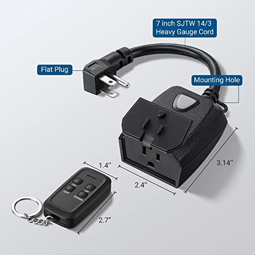 DEWENWILS Outdoor Dimmer for String Lights, Remote Dimmer Switch, Weatherproof Dimmer Plug, 100FT Range, Compatible with Dimmable LED/Tungsten Bulbs - style: Black Dimmer