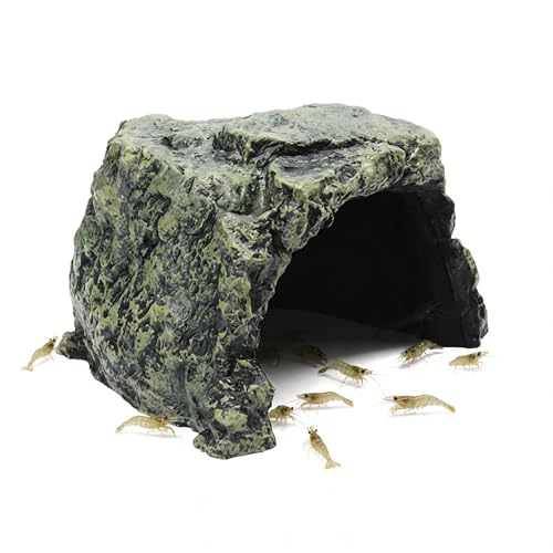 Generic Rock Hide Cave for Reptiles & Amphibians, Large Aquarium Fish Hide Cave Decoration, Stone Cave Hide House Terrarium & Aquarium Accessories for Betta, Shrimp, Turtle, Bearded Dragons, Lizards