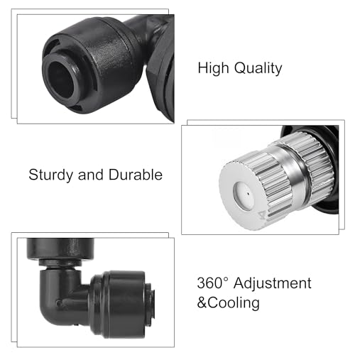 Lpraer 2PACK Reptile Mister Nozzles, 360° Cooling Mist Nozzles, 1/4'' Reptile Misting Nozzles, T Double Misting Assembly Fogger Fine Mist Nozzles for Reptile Terrarium, Plants, Amphibians, Tank