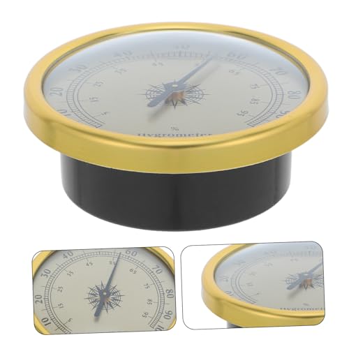 Garneck Analog Hygrometer Gold 72mm Round No Battery Required Hygrometer Thermometer 2% Rh Resolution Stainless Steel and Glass for Office Desk and Reptile Terrarium Use