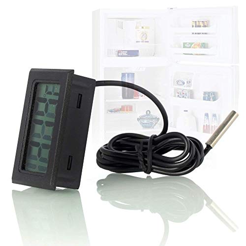 ACEIRMC Black Digital LCD Thermometer Temperature Monitor with External Probe for Fridge Freezer Refrigerator Aquarium -Fahrenheit (10pcs) - color: 10pcs