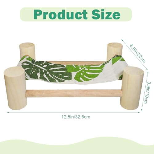 Wooden Bearded Dragon Cloth Bed, Reptile Hammock for Bearded Dragon Tank Accessories, Small Animal Habitat Decor