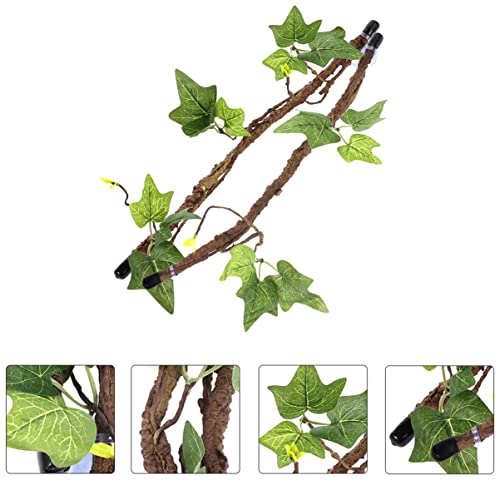 POPETPOP 2PCS Reptile Vines for Terrarium Flexible Simulation Plants Suction Cups Habitat Decor for Lizards Snakes and Gecko Climbing
