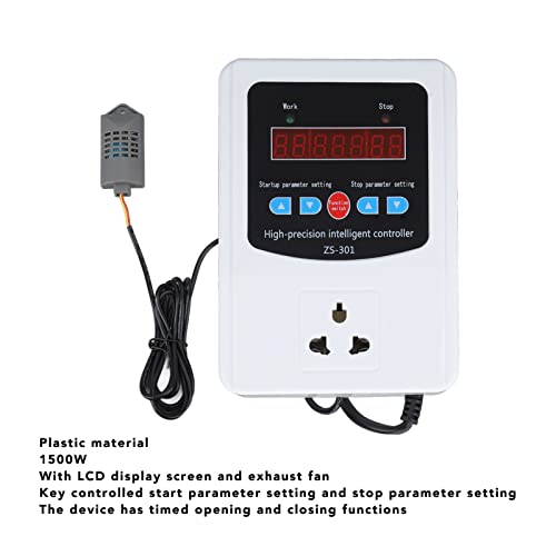 Humidity Controller,1500W Digital Humidity Controller LCD Display Humidistat Plastic Timing Air Humidity Controller for Home Farm Greenhouse (110V-US)