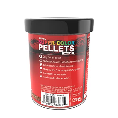 Omega One Super Color Sinking Pellets, 2mm Pellets, 4.2 oz - size: 4.2 Ounce (Pack of 1)